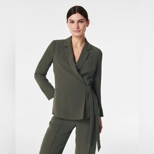 NWT SPANX Crepe Wrap Blazer-Midnight Olive